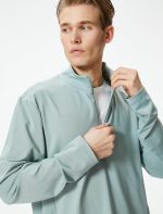 ⁦KOTON mens Half Zipper High Neck Sport Sweatshirt⁩ - الصورة ⁦4⁩