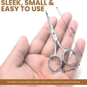 ⁦Utopia Care Eyebrow Scissors, Professional Stainless Steel Small Shears for Men and Women Cuticle Nail Scissors, Nose Hair Scissors for Grooming Mustache, Beard, Eyelashes, Ear Hair Trimming, Silver⁩ - الصورة ⁦2⁩