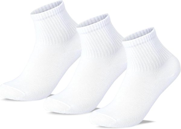 Sam Socks Kids Set of 3 Half Long School Plain Socks White size 30-33 EU
