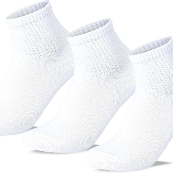 Sam Socks Kids Set of 3 Half Long School Plain Socks White size 30-33 EU