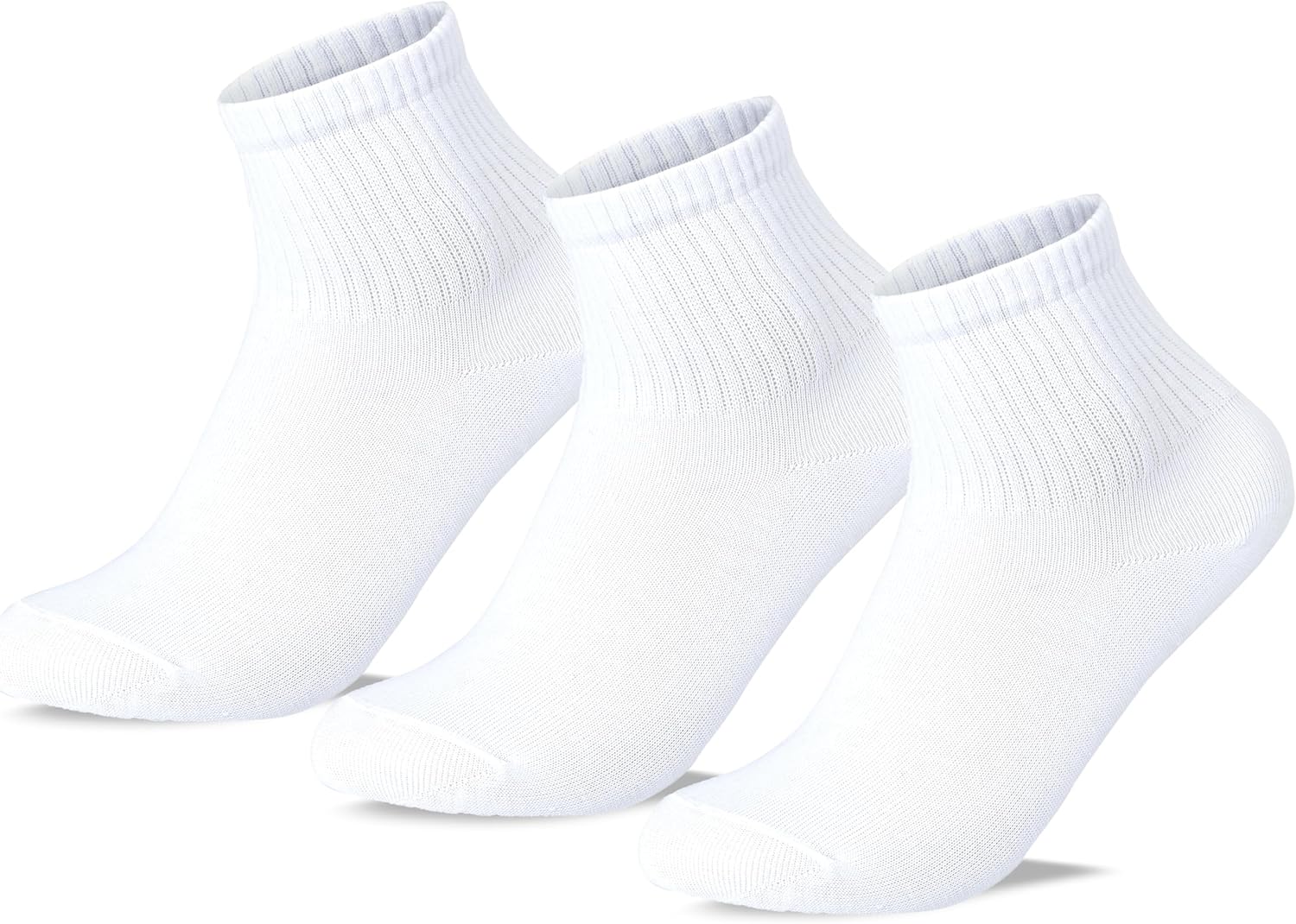Sam Socks Kids Set of 3 Half Long School Plain Socks White size 30-33 EU