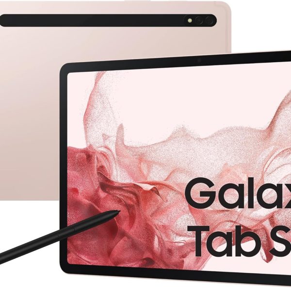 تابلت سامسونج جالاكسي اس 8 بنظام اندرويد 12 الجيل الخامس، ذاكرة رام جيجابايت، 256 ذهبي، واي فاي، 11 بوصة