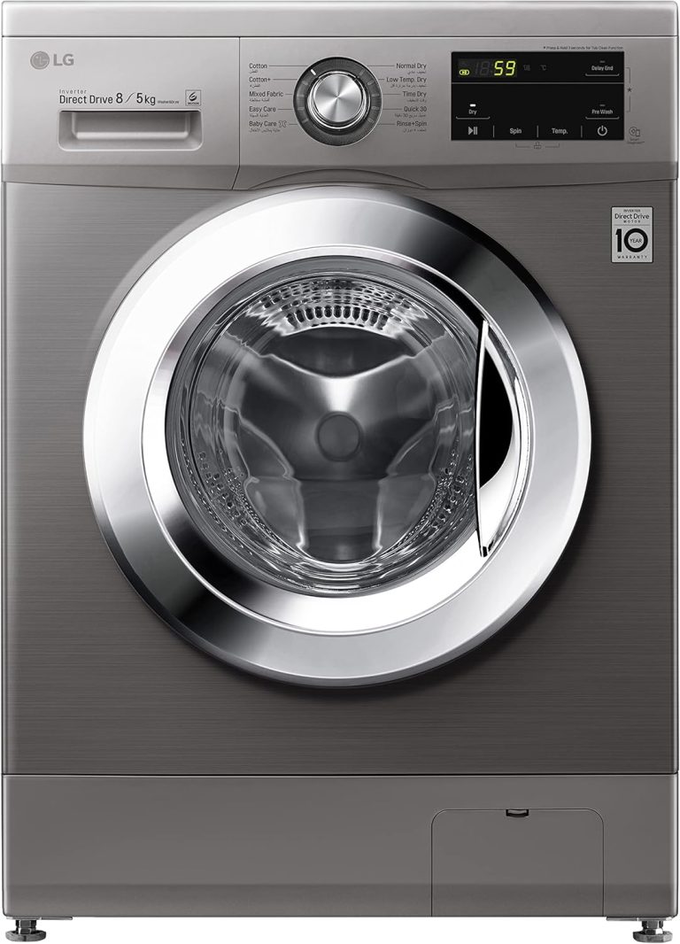LG 8/5 Washer & Dryer, Direct Drive Motor, Sleek Design & Convenient Touch Ui, Platinum Silver Color, 10 Years Warranty on Motor - F4J3TMG5P