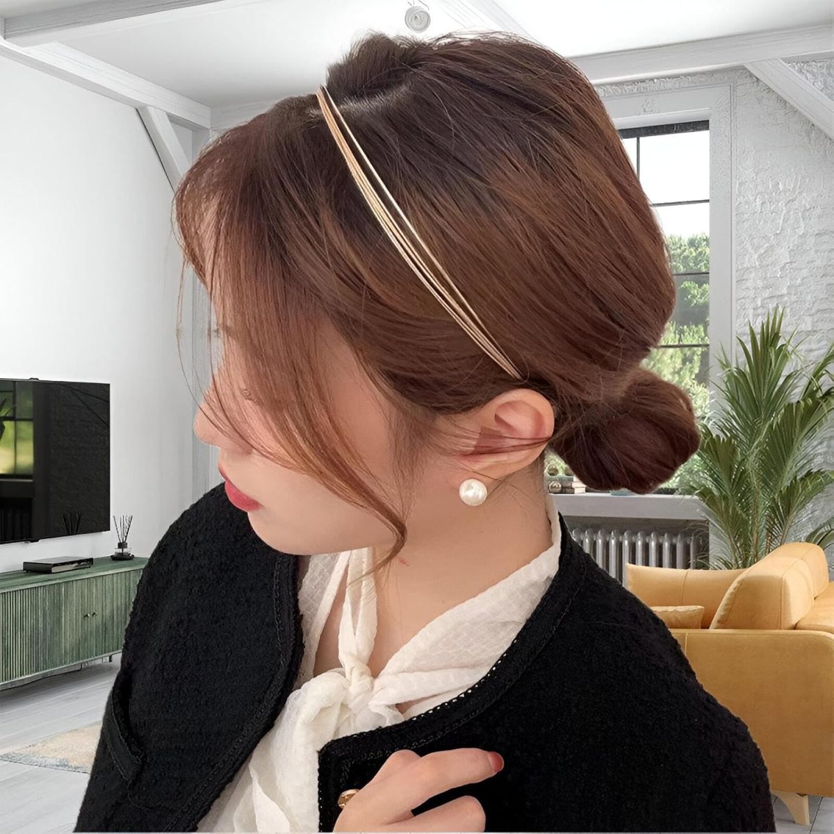 ⁦Metal Hairbands - Silver and Gold Multi-Layered Thin Headbands, Elegant and Fashionable Hair Accessories for Women and Girls, Suitable for Party, Office, or Casual Looks (Model No.1 Gold, 1PCS)⁩ - الصورة ⁦7⁩