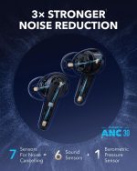 ⁦soundcore Liberty 4 Pro by Anker, Noise Cancelling Wireless Earbuds, 7-Sensor and Real-Time Adaptive Noise Cancelling, Clear Calls with 9 Mics and AI - Black -18 Months Warranty⁩ - الصورة ⁦3⁩