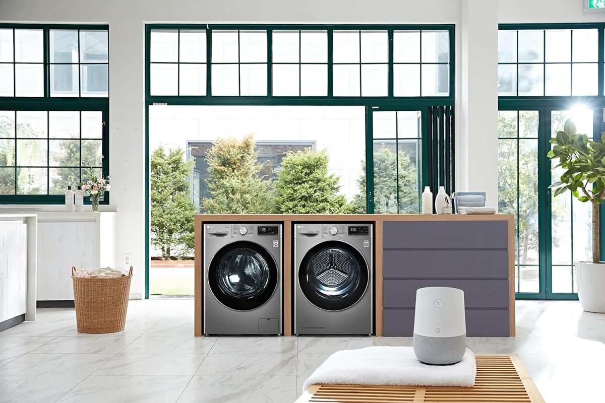 ⁦LG Vivace Washing Machine 8KG, with AI DD technology, Silver, model number F4R5TYG2T⁩ - الصورة ⁦8⁩