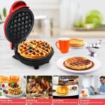 ⁦LOMUG Mini Round Waffle Maker, Non-Stick Belgian Waffle Maker for Home & Kids Birthdays⁩ - الصورة ⁦6⁩