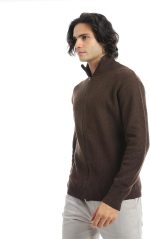 ⁦Andora Mens Ribbed Neck & Trim Zipper Sweater Pullover Sweater⁩ - الصورة ⁦2⁩