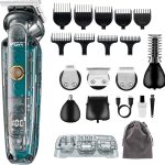 VGR Beard Trimmer Men Rechargeable Kit via USB-C All in One Grooming 180 Min Battery IPX6 Waterproof Cordless Hair Clippers - Male Electric Shaver Razor for Face Ear Nose Head Body Groomer 6 in 1