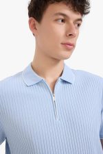⁦DeFacto Mens Smart Casual Slim Fit Polo Neck Short Sleeve Knitted Polo T-Shirt Polo (pack of 1)⁩ - الصورة ⁦4⁩