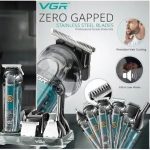 ⁦V-102 6-in-1 Professional Grooming Kit for Men | Trimmers for Face, Hair, Nose, Ears & Body | IPX6 Waterproof, 180 Minutes Runtime, 10 Guide Combs, Travel Pouch Included (Clear)⁩ - الصورة ⁦8⁩