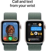 ⁦Apple Watch SE (2nd Gen) [GPS 40mm] Smartwatch with Starlight Aluminum Case with Lake Green Sport Loop One Size. Fitness and Sleep Trackers, Crash Detection, Heart Rate Monitor, Carbon Neutral⁩ - الصورة ⁦4⁩