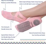 ⁦Showday Yoga Socks for Women Non-Slip Grips & Straps, Ideal for Pilates, Pure Barre, Ballet, Dance, Barefoot Workout⁩ - الصورة ⁦2⁩