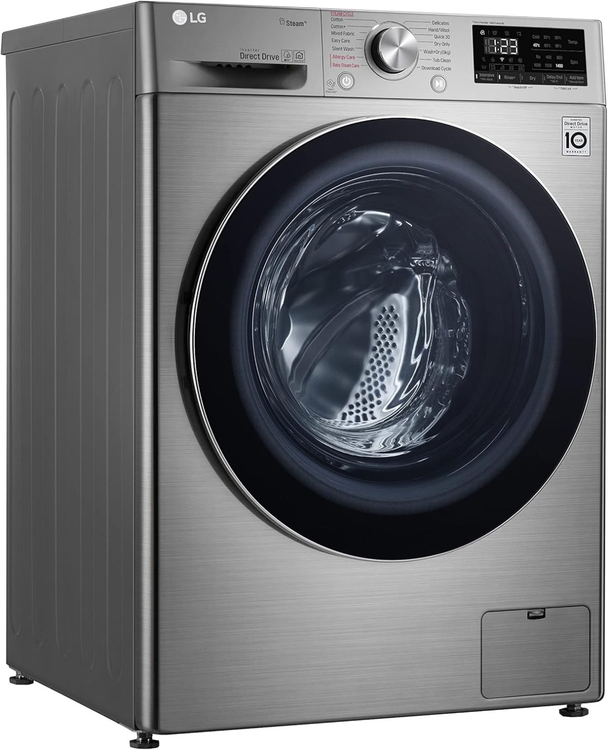 ⁦LG Vivace Washing Machine 8KG, with AI DD technology, Silver, model number F4R5TYG2T⁩ - الصورة ⁦2⁩