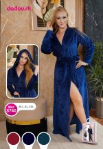 ⁦Dadosh Women's Long Bathrobe Long Sleeve with Belt - Long Winter Fur Robe - Elegant Women's Fur Robe⁩ - الصورة ⁦4⁩