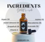⁦Beard Oil for strengthening beard growth and nurturing hair follicles - 50 ml - with Argan, Jojoba, Avocado, Sweet Almond, Grapefruit, Macademia and Vitamin E - Unibeard oil with coconut scent⁩ - الصورة ⁦3⁩