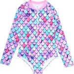 Mix&Max Girls Long Sleeves Swimsuit Printed One Piece Swimsuit