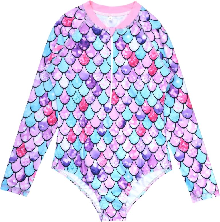 Mix&Max Girls Long Sleeves Swimsuit Printed One Piece Swimsuit