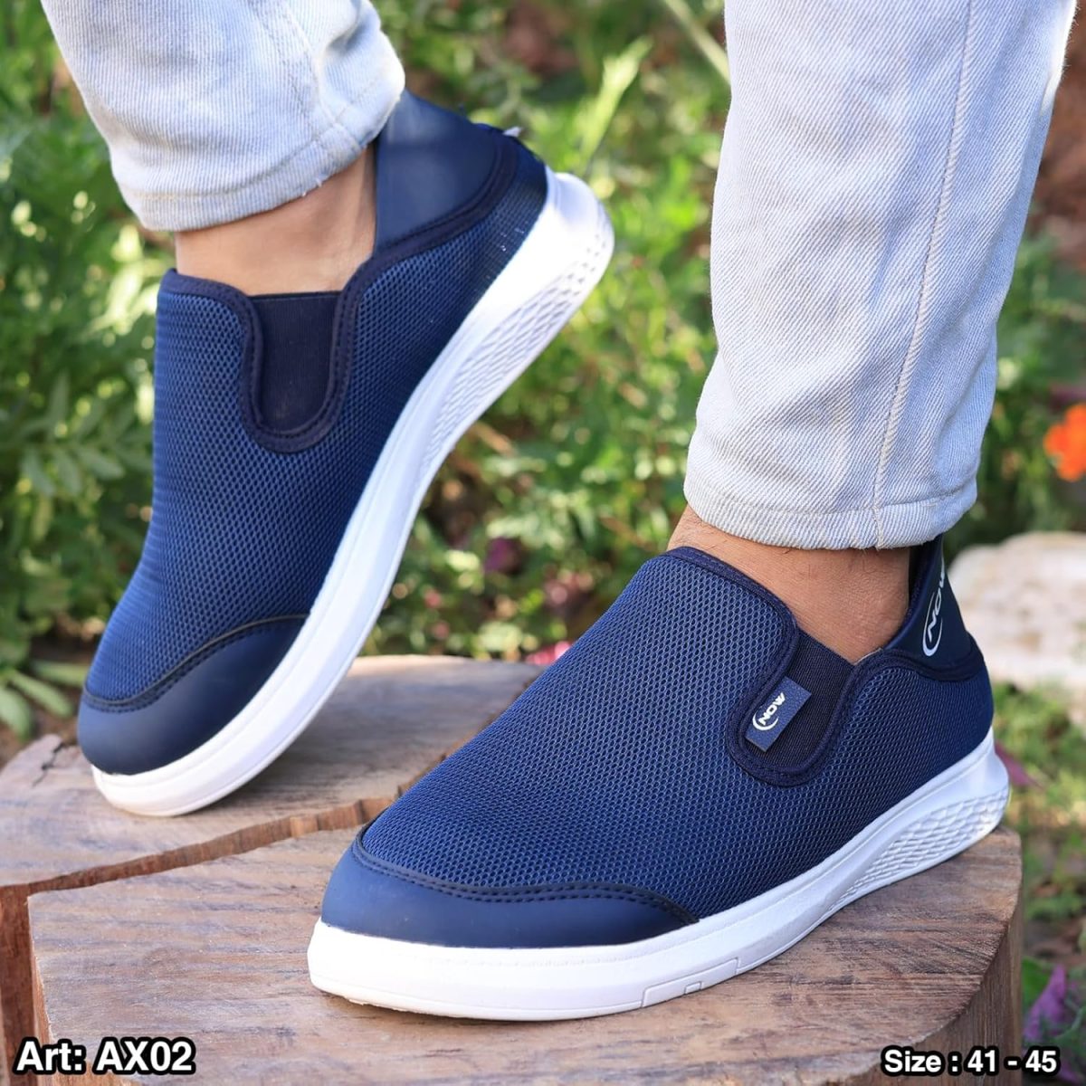 ⁦Men’s Casual Slip-On Sneakers – Breathable Mesh Lightweight Shoes with Comfortable Non-Slip Sole for Daily Walking AX02⁩ - الصورة ⁦2⁩
