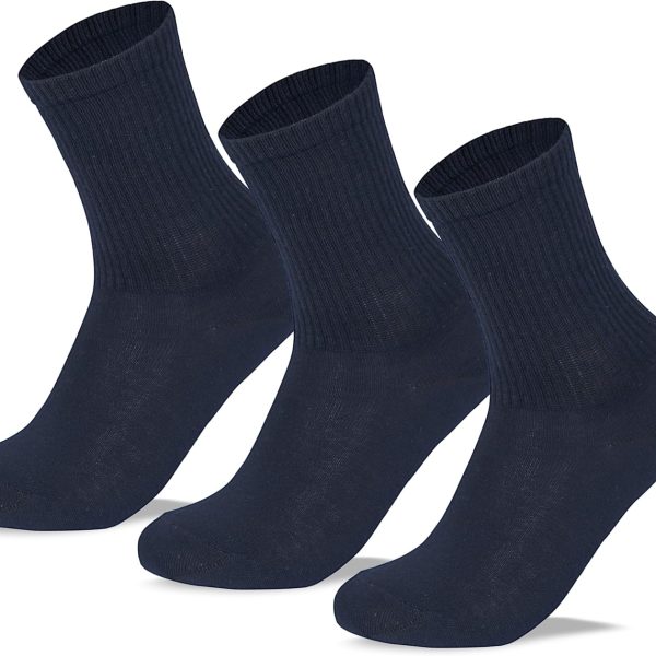 Sam Socks Kids Set of 3 Long School Plain Socks Navy Blue size 30-33 EU