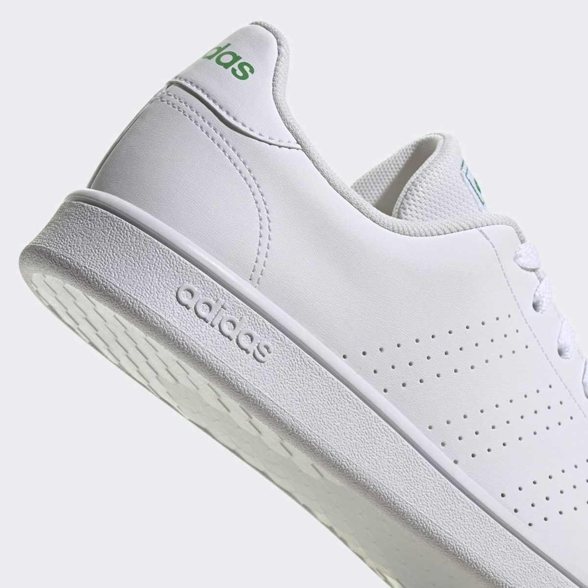 ⁦Adidas Grand Court Base Faux Leather Contrast-Stripe Back-Logo Low-Top Lace-Up Tennis Sneakers for Men - Ftwr White and Core Black, 46 2/3⁩ - الصورة ⁦7⁩