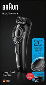 ⁦Braun Beard trimmer BT3222 With Precision dial and 1 Comb, 20 Length Settings, Black⁩ - الصورة ⁦7⁩