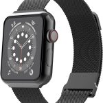Biuupa for Apple Watch Bands 38mm 40mm 41mm for Women and Men, iWatch Band Series 7 6 5 4 3 2 1 SE, Breathable Stainless Steel Mesh Wristbands with Adjustable Magnetic Clasp - Black
