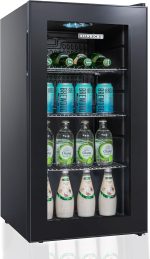 ⁦Heinrich´s Drinks Fridge, Mini Fridge with Glass Door, Compact and Quiet: 40 dB, LED Interior Lighting, Perfect for Office, Camping 4 to 18 °C, (88 Litres/3 Shelves/40 db) [Energy Class D]⁩ - الصورة ⁦2⁩