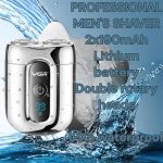 ⁦ماكينة حلاقة احترافية صغيرة للرجال v-342شفرات ثنائية دوارة مقاومة للماء IPX5 تعمل شحن وكهرباء وقت الشحن ساعة وقت تشغيل 60 دقيقة ماتور قوي أداء احترافي⁩ - الصورة ⁦6⁩