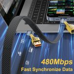 ⁦NOHON 4 in 1 Multi-Use USB Charging Cable: 1ft Fast Charging Cable with A/C to 65W Type-C + 27 PD Nylon Braided Multi-Port Compatible with iPhone⁩ - الصورة ⁦4⁩