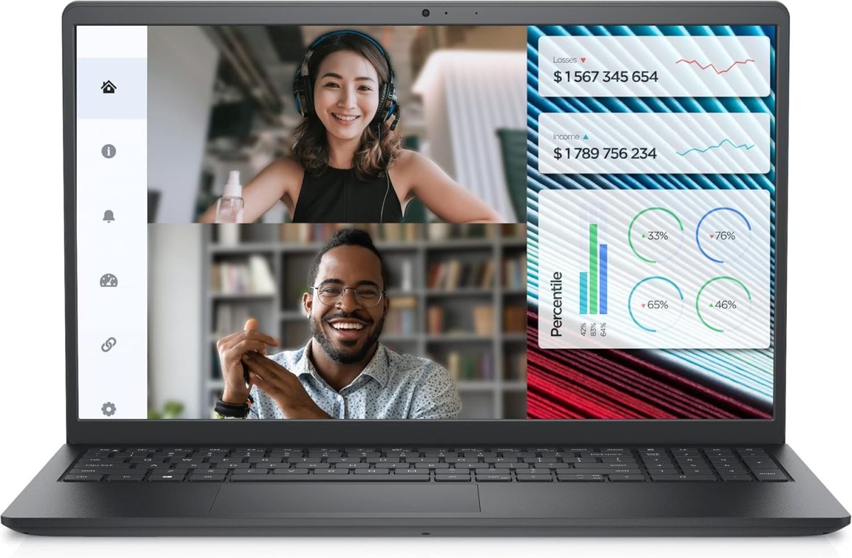 ⁦Dell Vostro 3520 Laptop - 12th Intel Core i5-1235U 10-Cores, 8GB RAM, 512GB SSD, Intel UHD Graphics, 15.6" FHD (1920 x 1080) 120Hz 250 nits Anti-Glare, FingerPrint, Ubuntu - Carbon Black⁩ - الصورة ⁦2⁩