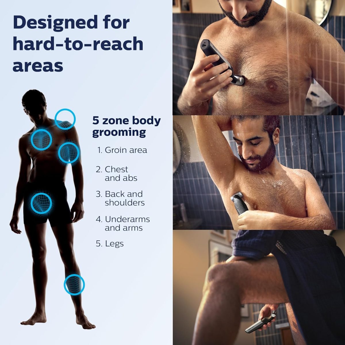 ⁦Philips Norelco Bodygroom Series 5000 Showerproof Body & Manscaping Trimmer for Men with Back Attachment, BG5025/40⁩ - الصورة ⁦2⁩