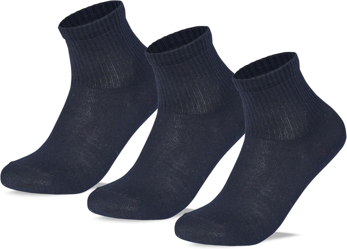 Sam Socks Kids Set of 3 Half Long School Plain Socks Navy Blue size 30-33 EU