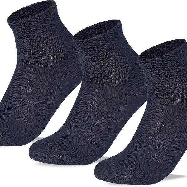 Sam Socks Kids Set of 3 Half Long School Plain Socks Navy Blue size 30-33 EU