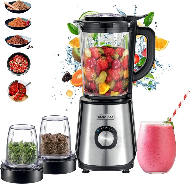Kenwood Glass 1000W Power Blender Blender/Smoothie Maker 2 L With Grinder Mill, Chopper Mill, Ice Crush Function Blm45.720Ss Black/Silver