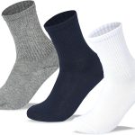 Sam Socks Kids Set of 3 Long School Plain Socks White-Grey-Blue size 30-33 EU