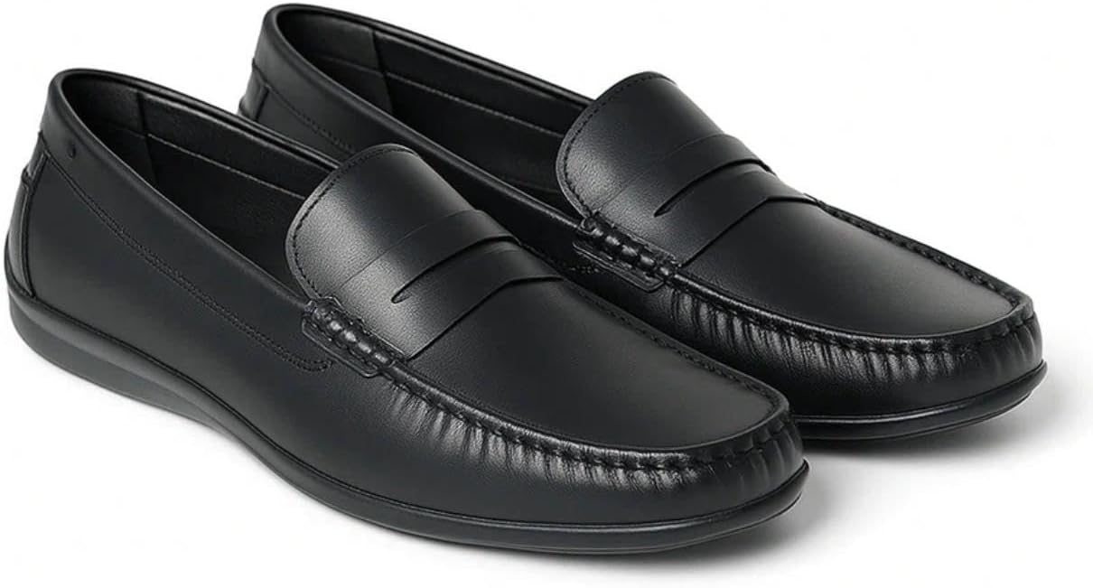 1762480360_51s3KFvTBGL._AC_SL1278_.jpg حذاء جلد كلاسيكي وكاجوال سهل الارتداء وخفيف الوزن للرجال - حذاء جلد طبى - حذاء رسمي أنيق ومريح - حذاء أسود