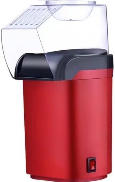 Electric Popcorn Maker Machine, Red, Hot Air Popper with Measuring Cup, Easy Pour Chute, On/Off Switch, Home Movie Theater Snack Maker