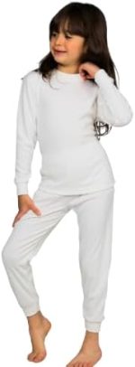 طقم ملابس داخلية دفاية حرارية من القطن العضوي للأولاد والبنات من كوتون زون، لون رمادي فاتح