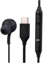 ⁦سماعات اذن ستيريو سلكية بمنفذ USB-C لسامسونج جالكسي نوت 10/نوت 10 بلس واس 10 واس 9 واس 10 اي مع ميكروفون مدمج وتحكم في مستوى الصوت من النوع سي بدون استخدام اليدين (اسود ايه كيه)⁩ - الصورة ⁦2⁩
