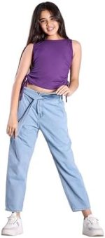 بنطلون جينز ريبون 4048 بناتي ازرق فاتح اللون