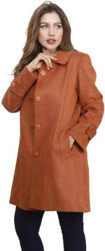 ⁦جاكيت من الشامواه للنساء فيرست مود مقاس 48 لون برتقالي⁩ - الصورة ⁦6⁩