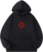 ⁦هودي قطني بتصميم انيمي، اسود مع تصميم طباعة مذهل، سويت شيرت بلوفر⁩ - الصورة ⁦2⁩