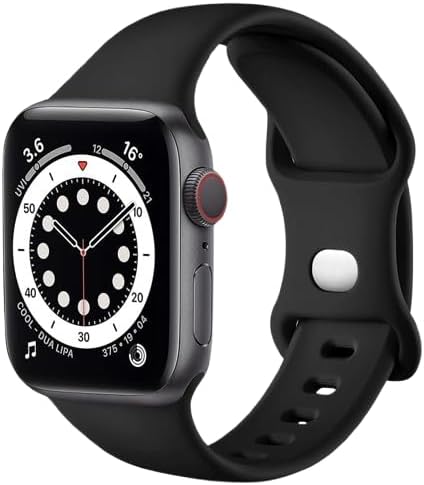 Sport Band Compatible with Apple Watch Bands 49 mm 45 mm 44 mm 44 mm 42 mm, Soft Silicone Wristband Strap with Classic Clasp for iWatch Series 10 9 Ultra SE 8 7 6 5 4 3 2 1 for Women Men, Black Color