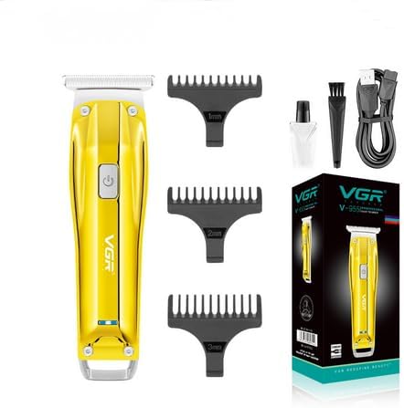 ماكينة حلاقة لاسلكية قابلة لإعادة الشحن من في جي ار، تعمل لمدة 100 دقيقة بعد الشحن، شفرة من الفولاذ المقاوم للصدأ، موديل V-955