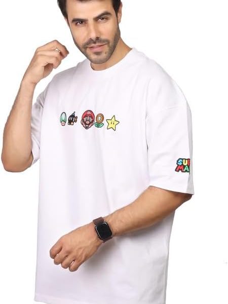 كوب تيشرت صيفي من القطن بقصة مريحة للرجال مع جيوب قصيرة 1001220