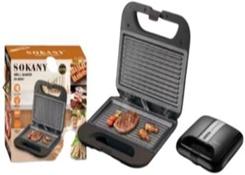 ماكينة صنع الساندويتشات 800 وات من سوكاني، أسود، SK-08110