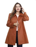 ⁦جاكيت من الشامواه للنساء فيرست مود مقاس 48 لون برتقالي⁩ - الصورة ⁦3⁩