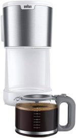 ⁦ماكينة تحضير قهوة مفلترة بورشاين مع إبريق زجاج سعة 10 أكواب ونظام تشغيل اوبتي برو مع خاصية الإيقاف التلقائي بقدرة 1000 وات من براون، لون أبيض، موديل KF1500⁩ - الصورة ⁦3⁩