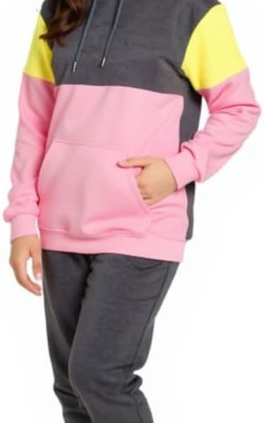 بيجامة بناتي شتوي قطن ميلتون - ترنج للخروج وللنوادي وللمنزل – لون بينك في رصاصي